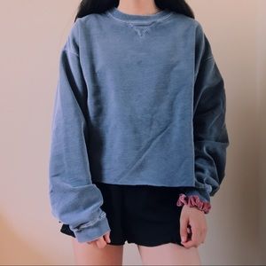 Blue Cropped Crewneck